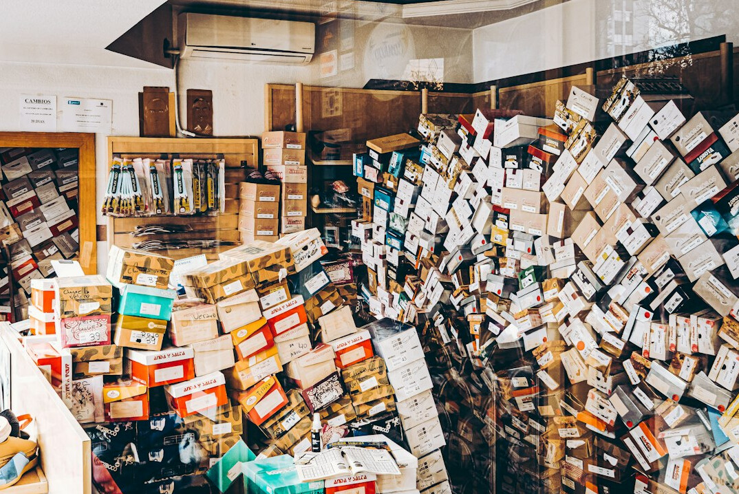 Archive room with shelves full of folders and boxes