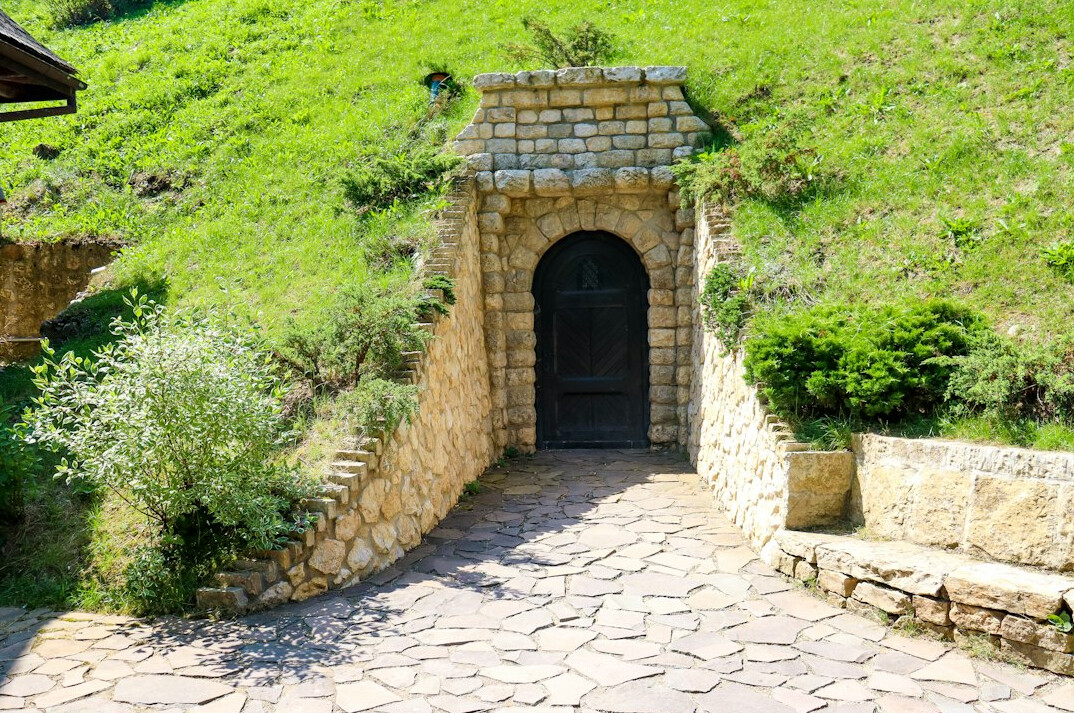 ancient stone crypt entrance